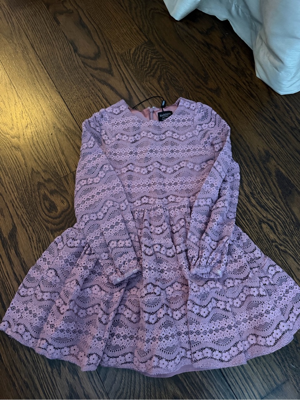 Bardot Lavender Lace Long-Sleeve Party Dress